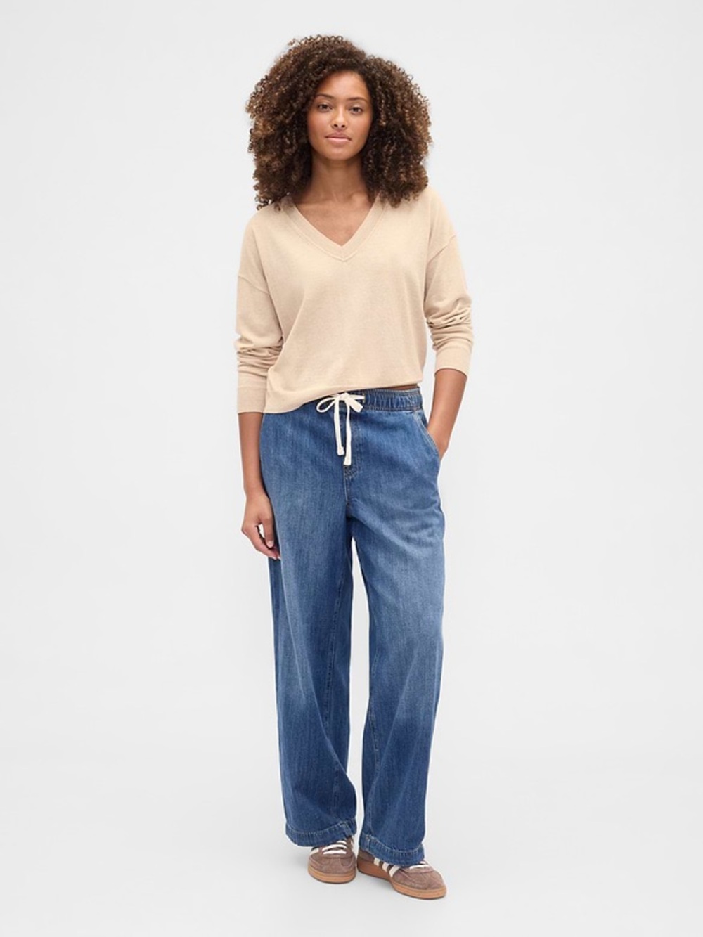 Gap High Rise Easy Wide-Leg Jeans | XSmall | Dark Wash
